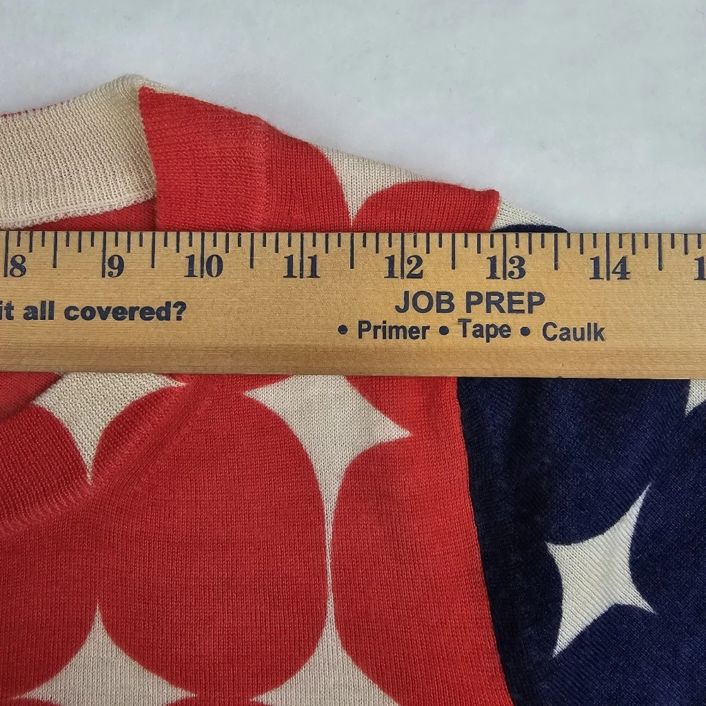 J.Crew Merino Wool Sweater M Red White Blue‎ 4th Celebration Work Office